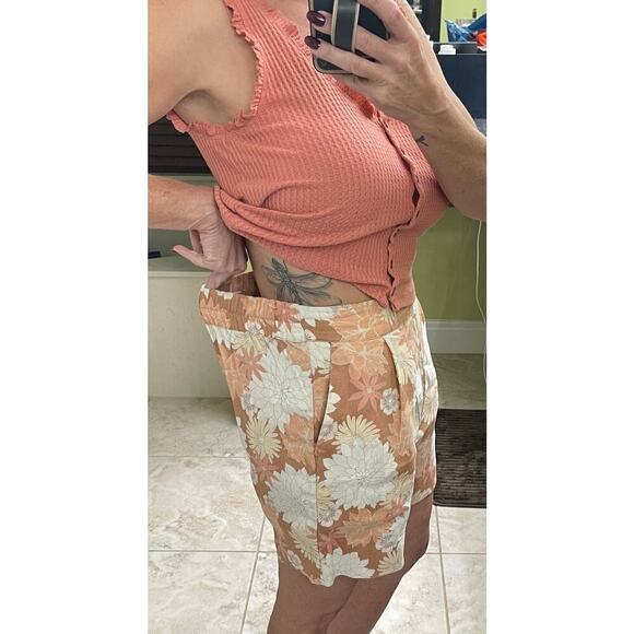 FAHERTY 100% linen NWOT shorts small high waisted warm jicard island - Picture 4 of 6